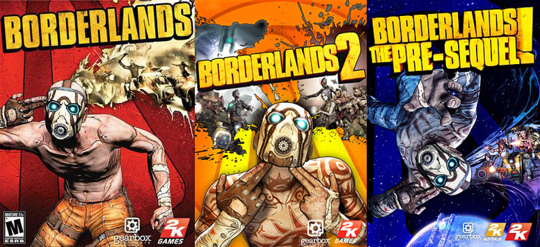 Borderlands, Borderlands 2, Borderlands The Pre-Sequel Cover Art